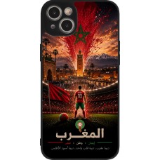 Coque iPhone 15 Plus - Silicone rigide noir Football Maroc splash 2026