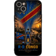 Coque iPhone 15 Plus - Silicone rigide noir Football République démocratique du Congo splash 2026
