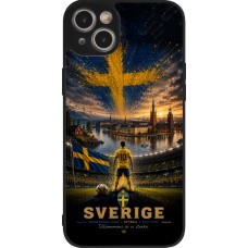 Coque iPhone 15 Plus - Silicone rigide noir Football Suède splash 2026