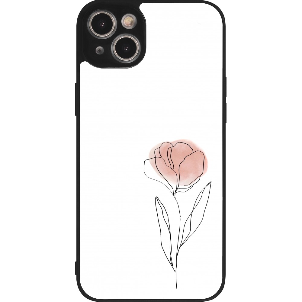 iPhone 15 Plus Case Hülle - Silikon schwarz Spring 23 minimalist flower
