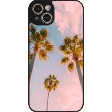 Coque iPhone 15 Plus - Silicone rigide noir Summer 2025 Palmiers