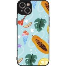 Coque iPhone 15 Plus - Silicone rigide noir Summer 2025 Pattern papaya