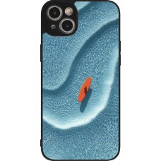 Coque iPhone 15 Plus - Silicone rigide noir Orange surf Summer 2026