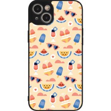 Coque iPhone 15 Plus - Silicone rigide noir Pattern Summer 2026