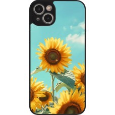Coque iPhone 15 Plus - Silicone rigide noir Sunflowers Summer 2026