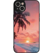 Coque iPhone 15 Plus - Silicone rigide noir Watch more sunsets Summer 2026