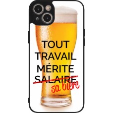 iPhone 15 Plus Case Hülle - Silikon schwarz Tout travail mérite sa bière