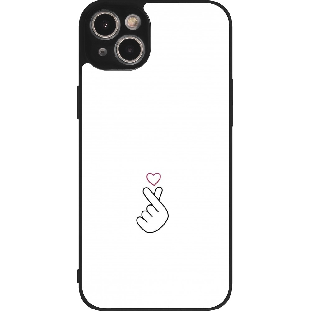 Coque iPhone 15 Plus - Silicone rigide noir Valentine 2024 heart by Millennials