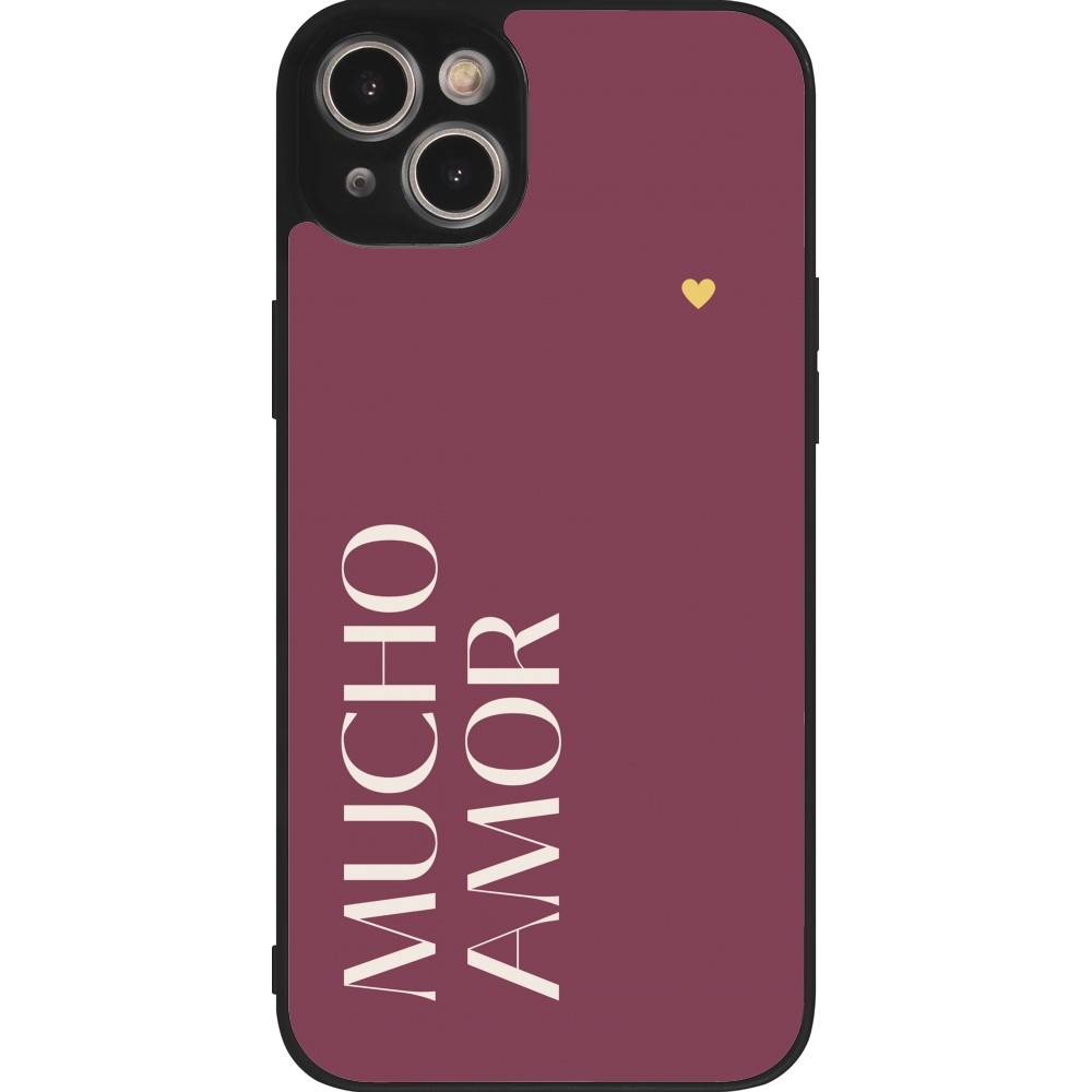 iPhone 15 Plus Case Hülle - Silikon schwarz Valentine 2024 mucho amor rosado
