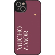 iPhone 15 Plus Case Hülle - Silikon schwarz Valentine 2024 mucho amor rosado