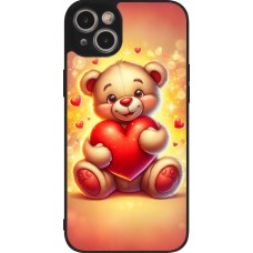 iPhone 15 Plus Case Hülle - Silikon schwarz Valentin 2024 Teddy Liebe