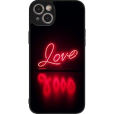 iPhone 15 Plus Case Hülle - Silikon schwarz Valentine 2025 Neon Liebe