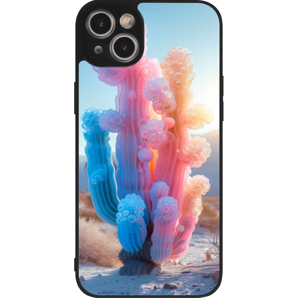 iPhone 15 Plus Case Hülle - Silikon schwarz Artificial vegetation 2025