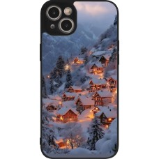 iPhone 15 Plus Case Hülle - Silikon schwarz Winter 25 Winter snowy village