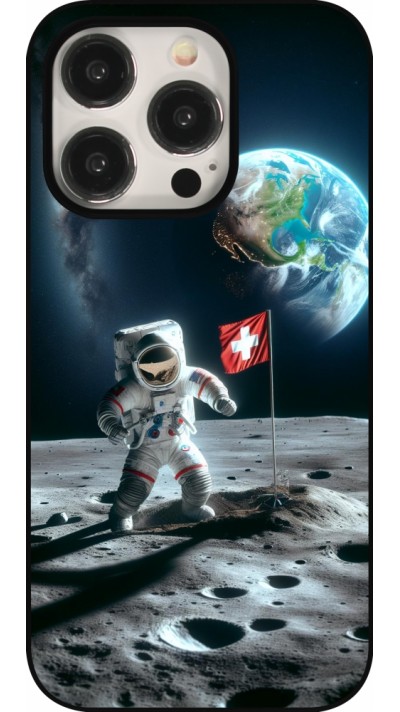 Coque iPhone 15 Pro - Astro Suisse sur lune