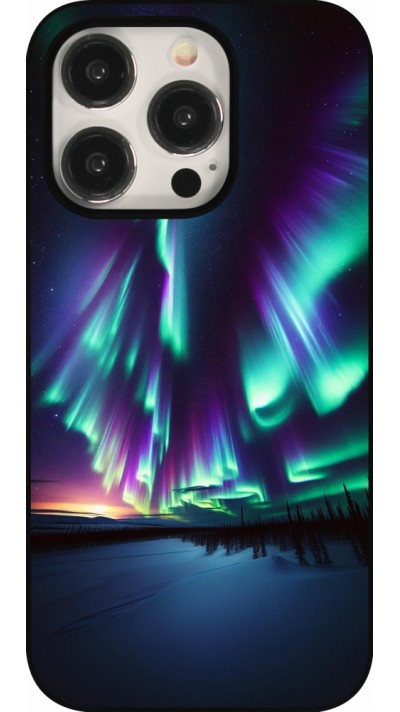 Coque iPhone 15 Pro - Aurore Boréale Étincelante