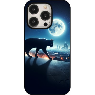 iPhone 15 Pro Case Hülle - Schwarze Katze unter dem Vollmond