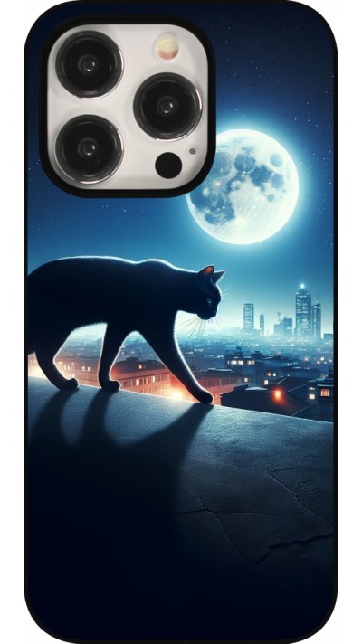 iPhone 15 Pro Case Hülle - Schwarze Katze unter dem Vollmond