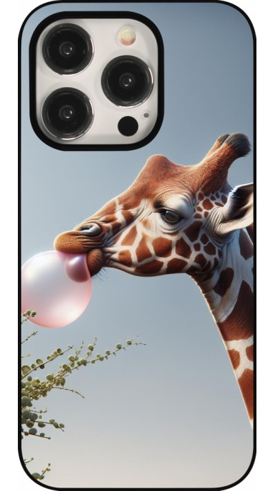 Coque iPhone 15 Pro - Girafe à bulle