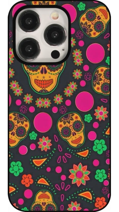 iPhone 15 Pro Case Hülle - Halloween 22 colorful mexican skulls