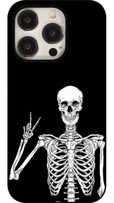 Coque iPhone 15 Pro - Halloween 2023 peace skeleton