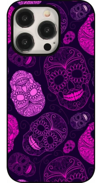 iPhone 15 Pro Case Hülle - Halloween 2023 pink skulls