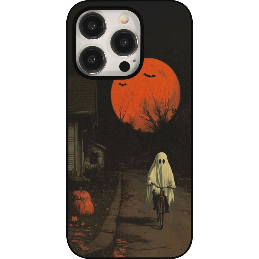 Coque iPhone 15 Pro - Halloween 2025 Ghost on a bicycle
