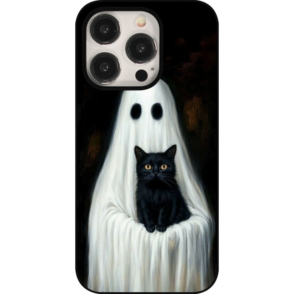 Coque iPhone 15 Pro - Halloween 2025 Ghost with black cat