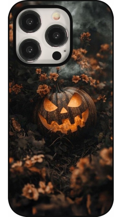 Coque iPhone 15 Pro - Halloween 2025 Pumpkin with flowers