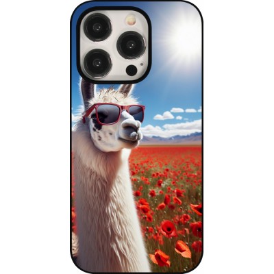 iPhone 15 Pro Case Hülle - Lama Chic in Mohnblume