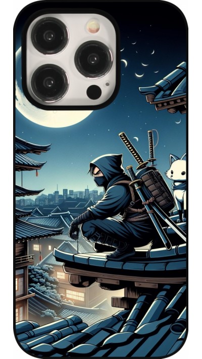 Coque iPhone 15 Pro - Ninja sous la lune