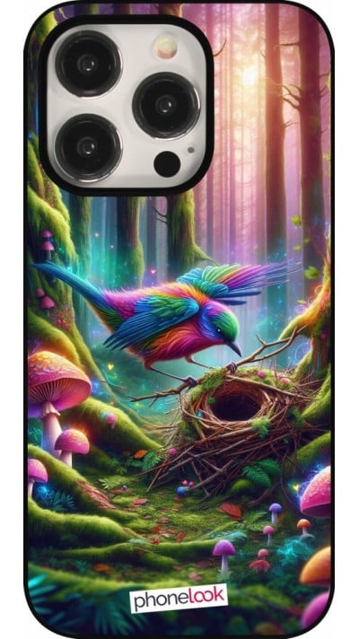 Coque iPhone 15 Pro - Oiseau Nid Forêt