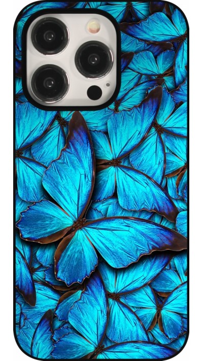 Coque iPhone 15 Pro - Papillon bleu