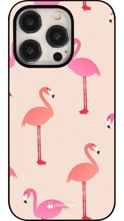 iPhone 15 Pro Case Hülle - Pink Flamingos Pattern