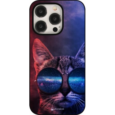 Coque iPhone 15 Pro - Red Blue Cat Glasses