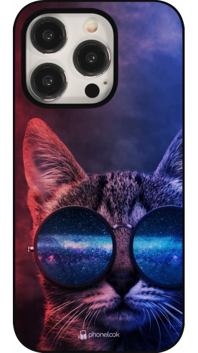 iPhone 15 Pro Case Hülle - Red Blue Cat Glasses