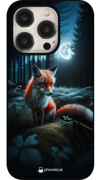 Coque iPhone 15 Pro - Renard lune forêt