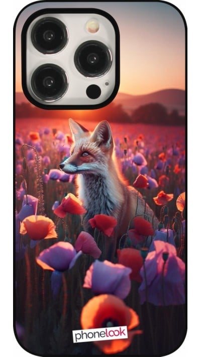 iPhone 15 Pro Case Hülle - Purpurroter Fuchs bei Dammerung
