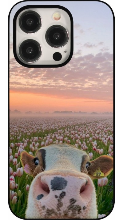 Coque iPhone 15 Pro - Cow with tulips Spring 2026