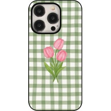 Coque iPhone 15 Pro - Green vichy tulips Spring 2026