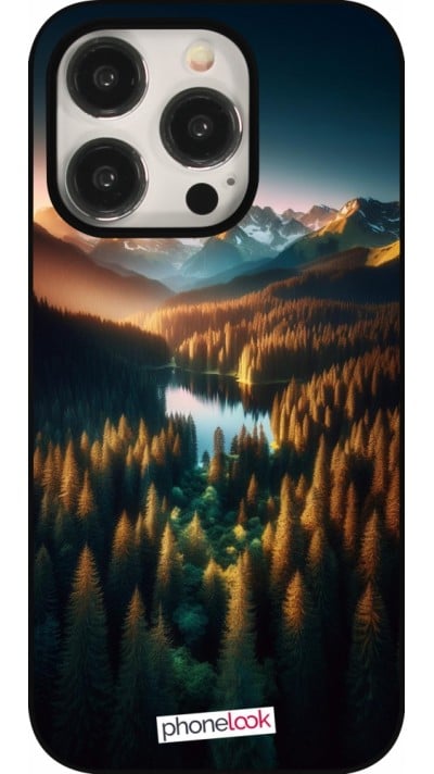 iPhone 15 Pro Case Hülle - Sonnenuntergang Waldsee