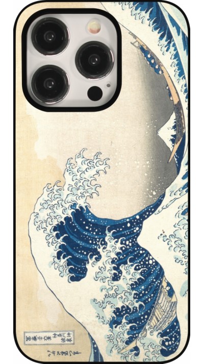 Coque iPhone 15 Pro - Tableau art - La Grande Vague de Kanagawa - Hokusai