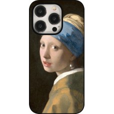 Coque iPhone 15 Pro - Tableau art - La Jeune fille à la perle - Johannes Vermeer