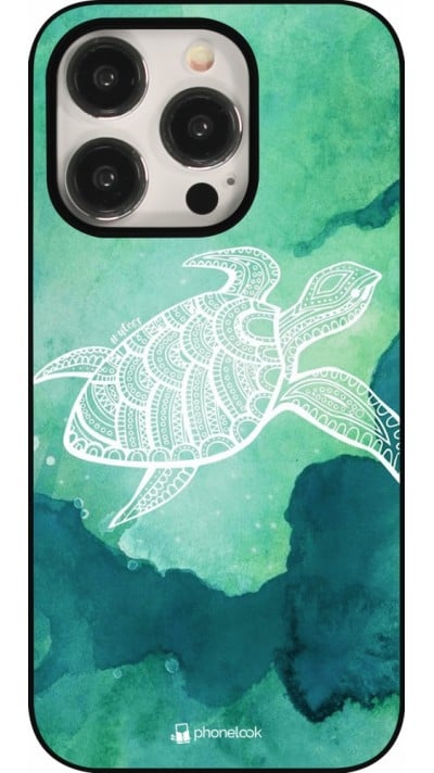 Coque iPhone 15 Pro - Turtle Aztec Watercolor