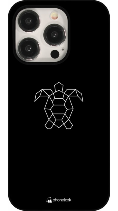 iPhone 15 Pro Case Hülle - Turtles lines on black