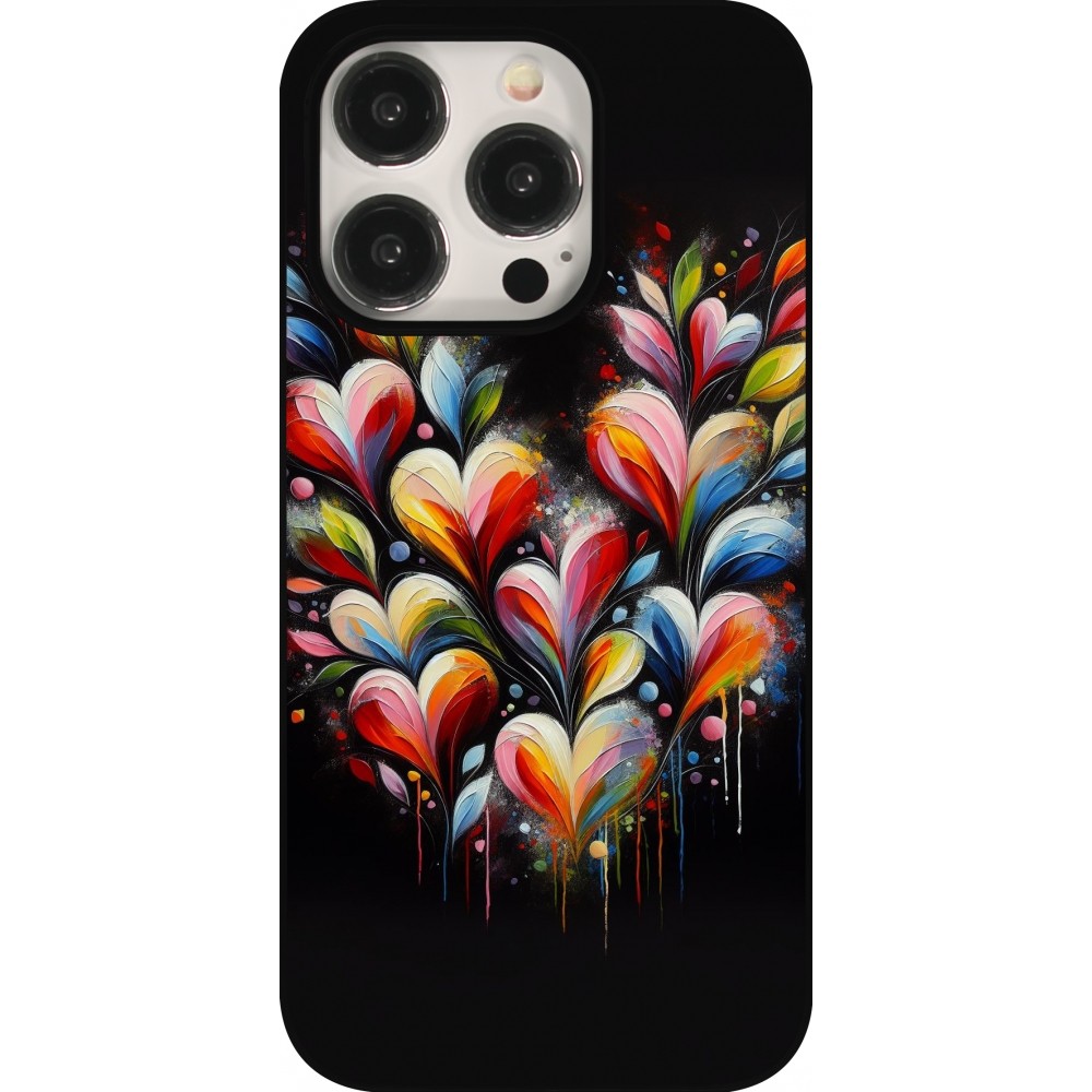 Coque iPhone 15 Pro - Valentine 2024 Coeur Noir Abstrait