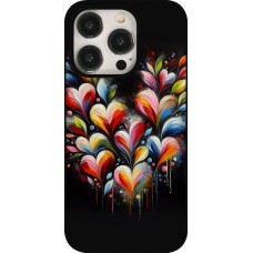 Coque iPhone 15 Pro - Valentine 2024 Coeur Noir Abstrait