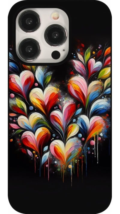 Coque iPhone 15 Pro - Valentine 2024 Coeur Noir Abstrait