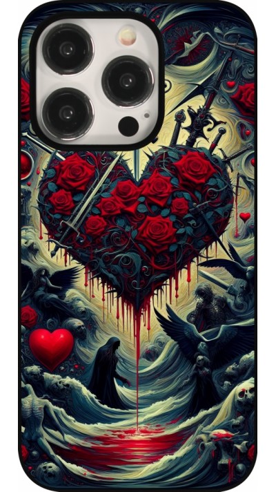 Coque iPhone 15 Pro - Dark Love Coeur Sang
