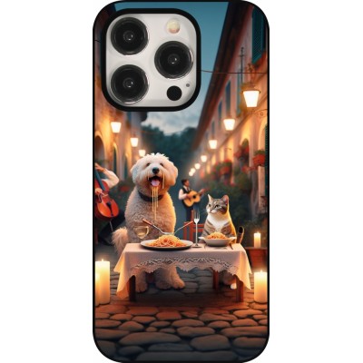 iPhone 15 Pro Case Hülle - Valentin 2024 Hund & Katze Kerzenlicht